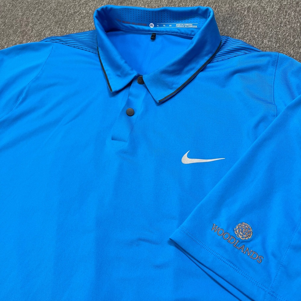 Nike‎ Tiger Woods TW Collection Blue Striped Golf Polo Shirt XL 726189-406